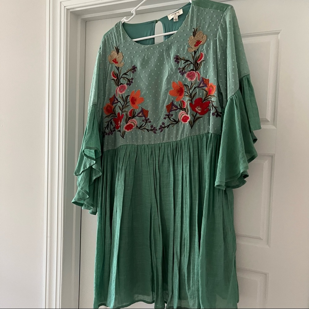 Embroidered Green Boutique Dress